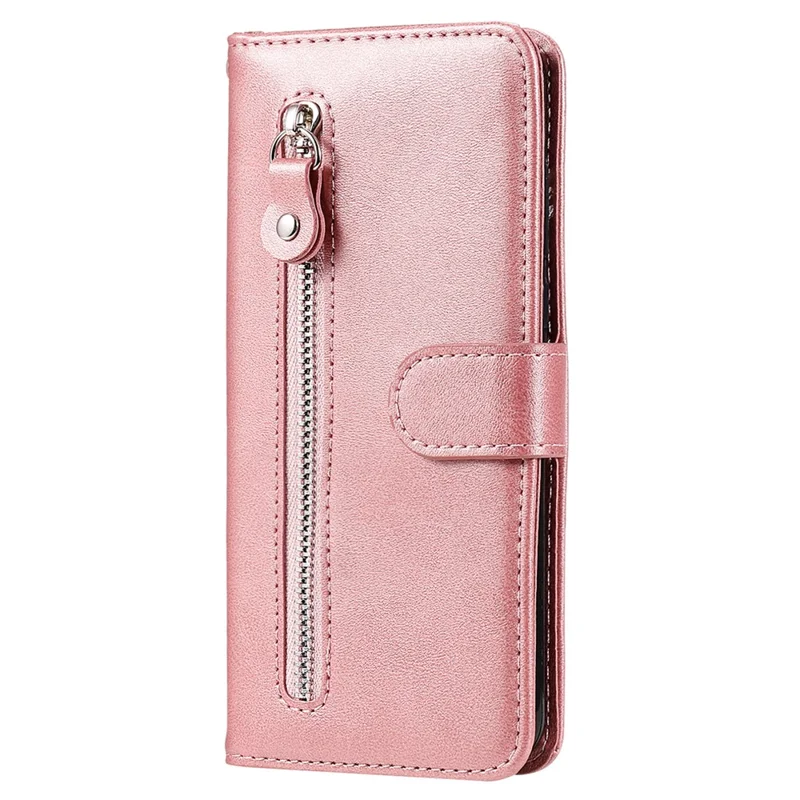 For Samsung Galaxy A05s 4G Case Leather Cellphone Cover with Zipper Pocket Wallet - Pink