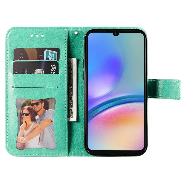 Pour Samsung Galaxy A05s 4G Imprinted PU Leather Case Cell Phone Shell Stand Wallet Cover - Vert