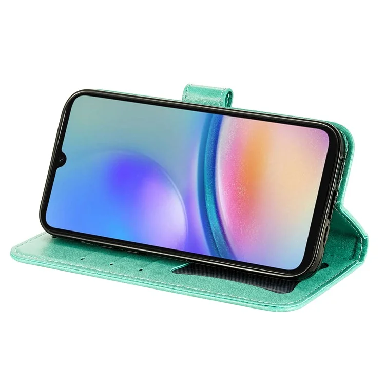 Pour Samsung Galaxy A05s 4G Imprinted PU Leather Case Cell Phone Shell Stand Wallet Cover - Vert