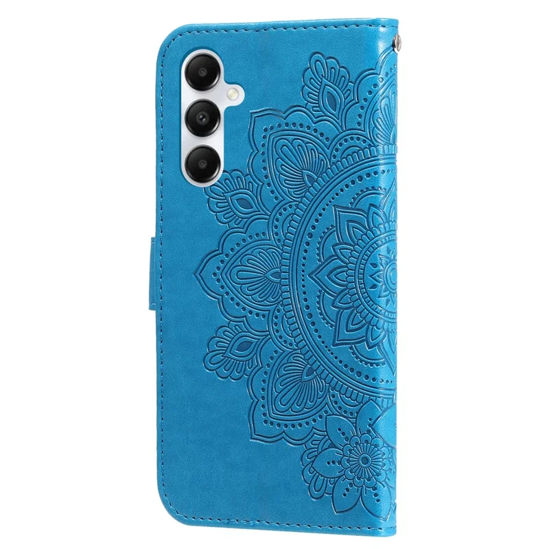 For Samsung Galaxy A05s 4G Case Floral Pattern PU Leather Wallet Stand Phone Cover - Blue