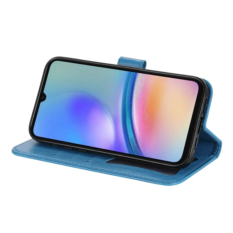 For Samsung Galaxy A05s 4G Case Floral Pattern PU Leather Wallet Stand Phone Cover - Blue