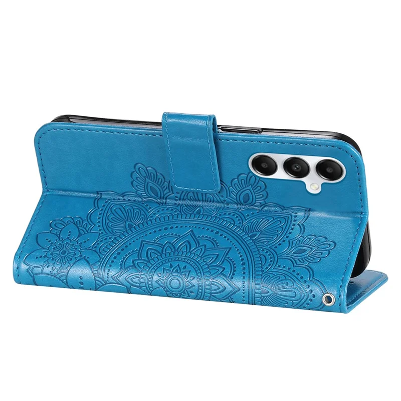 For Samsung Galaxy A05s 4G Case Floral Pattern PU Leather Wallet Stand Phone Cover - Blue