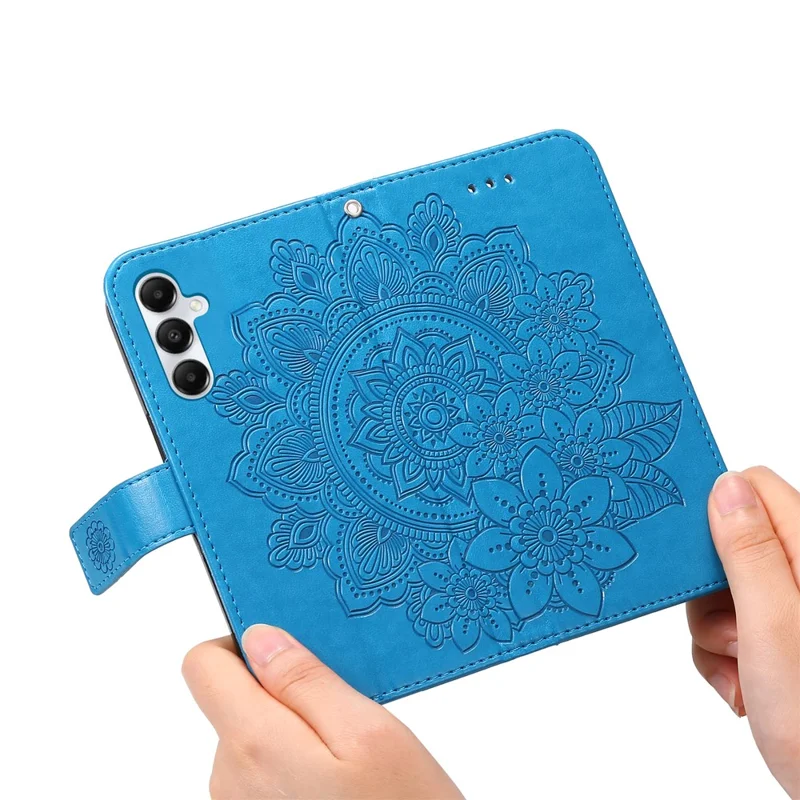 For Samsung Galaxy A05s 4G Case Floral Pattern PU Leather Wallet Stand Phone Cover - Blue