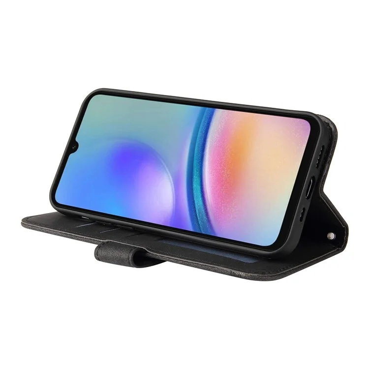 Para Samsung Galaxy A05s 4G Case Anti-Scratch Phone Cover PU Leather Stand Wallet - Preto
