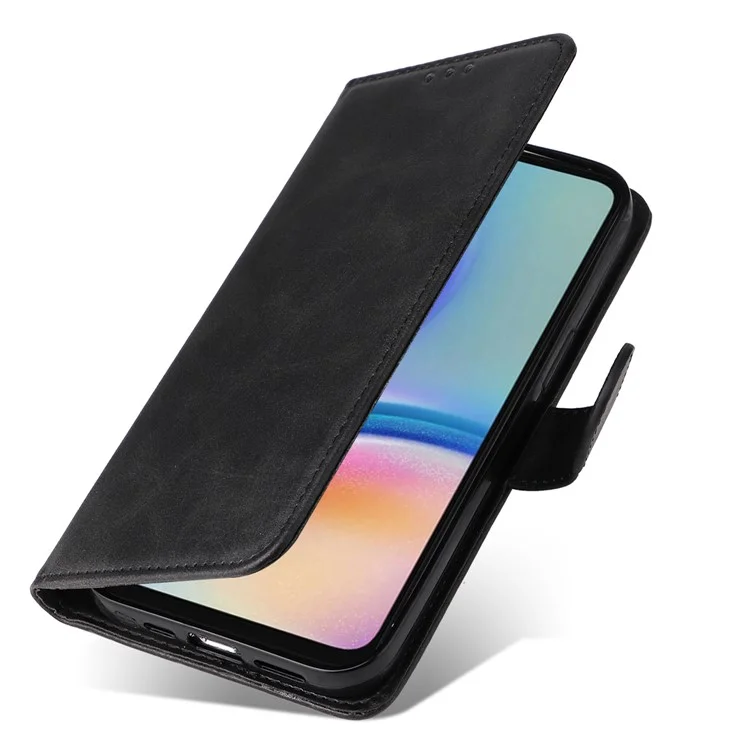 Per Samsung Galaxy A05s 4G Cover Custodia in Pelle con Texture Vitello - Nero
