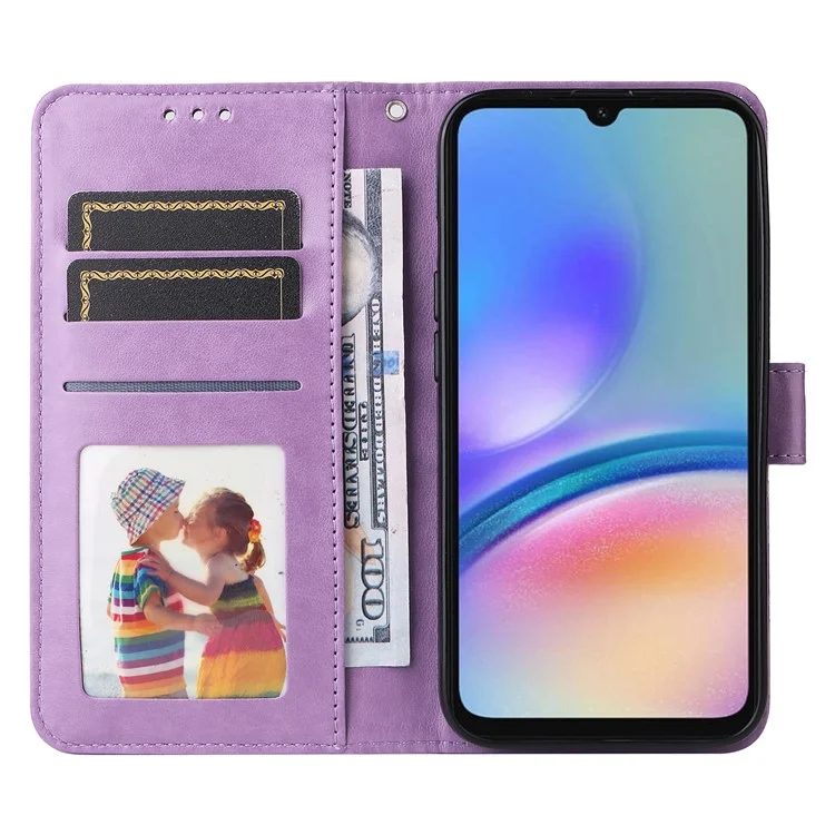 Чехол-кошелек для телефона Stand Wallet Phone Case для Samsung Galaxy A05s 4G, противоцарапинный, из искусственной кожи PU, фиолетового цвета