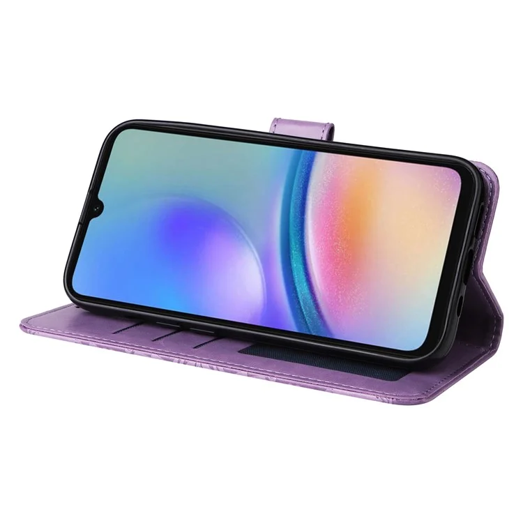 Чехол-кошелек для телефона Stand Wallet Phone Case для Samsung Galaxy A05s 4G, противоцарапинный, из искусственной кожи PU, фиолетового цвета