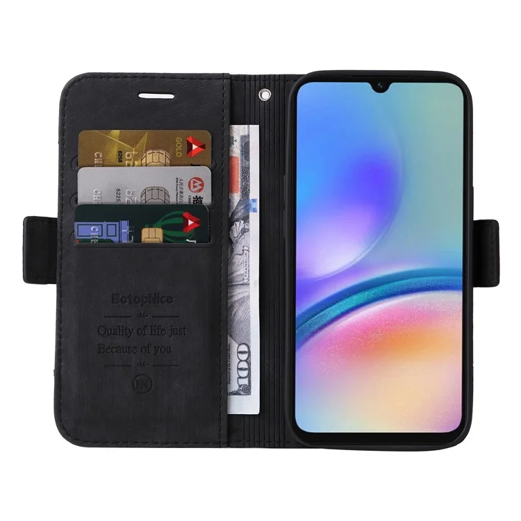 BETOPNICE 001 Für Samsung Galaxy A05s 4G Hülle PU-Leder Ständer Geldbörse Handyhülle - Schwarz