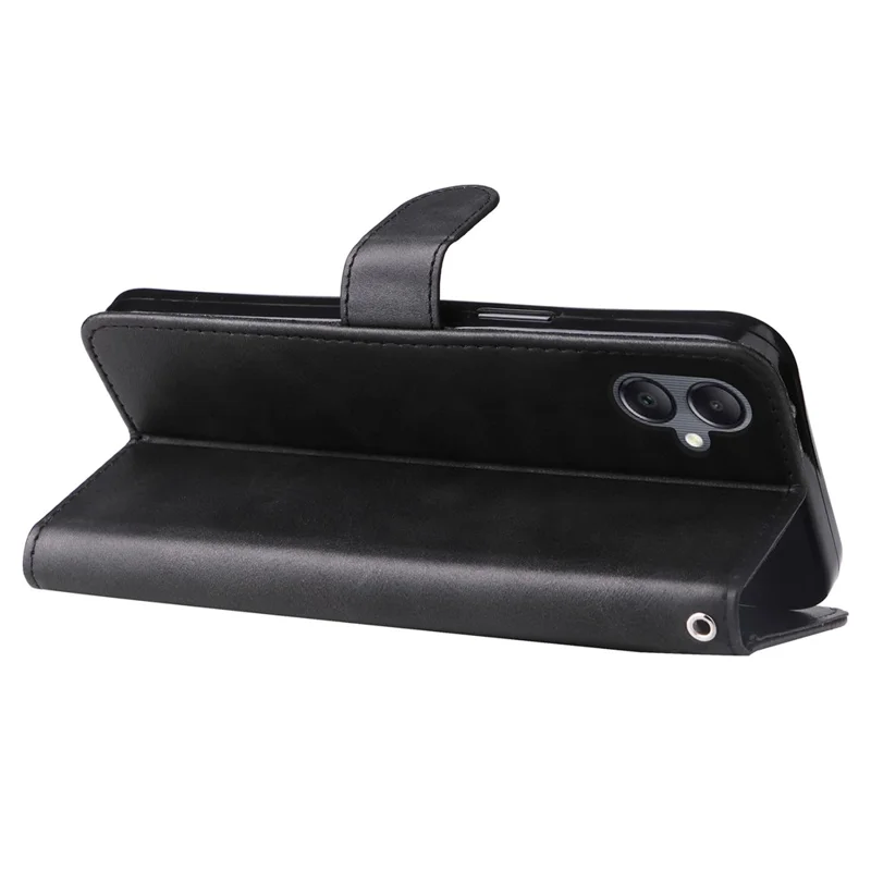 Para Samsung Galaxy A05 4G Leather Case Zipper Pocket Wallet Stand Phone Shell - Preto