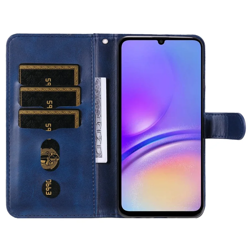 For Samsung Galaxy A05 4G Leather Case Zipper Pocket Wallet Stand Phone Shell - Blue