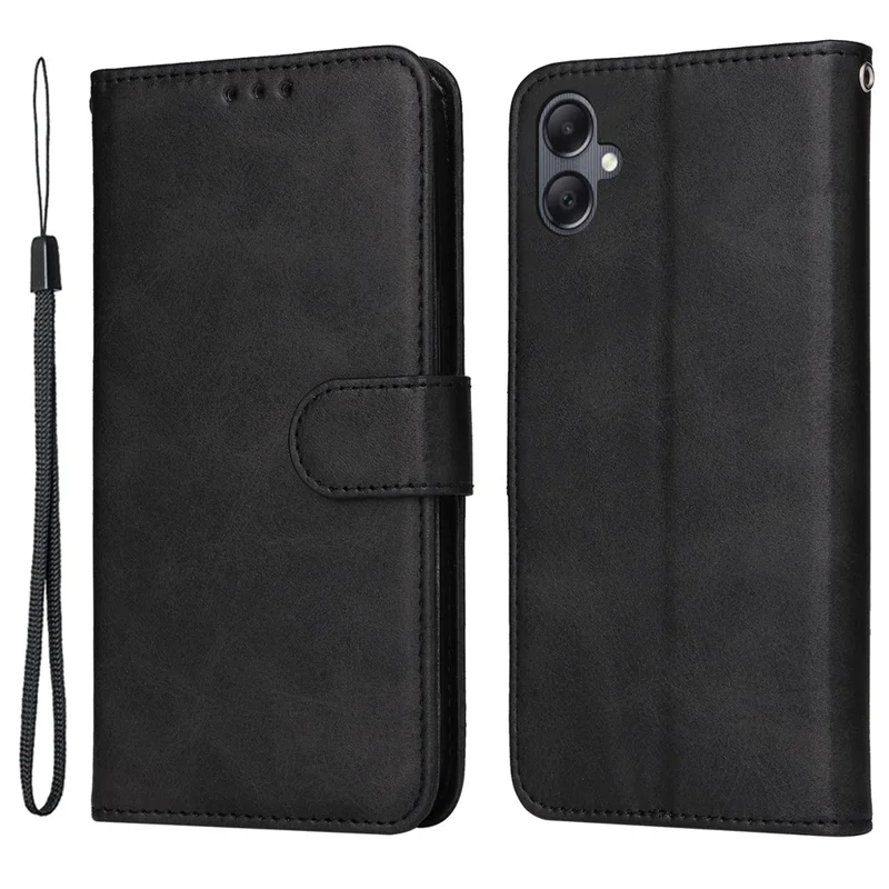 Pour Samsung Galaxy A05 4G Case Calf Texture Leather Phone Wallet Cover - Noir