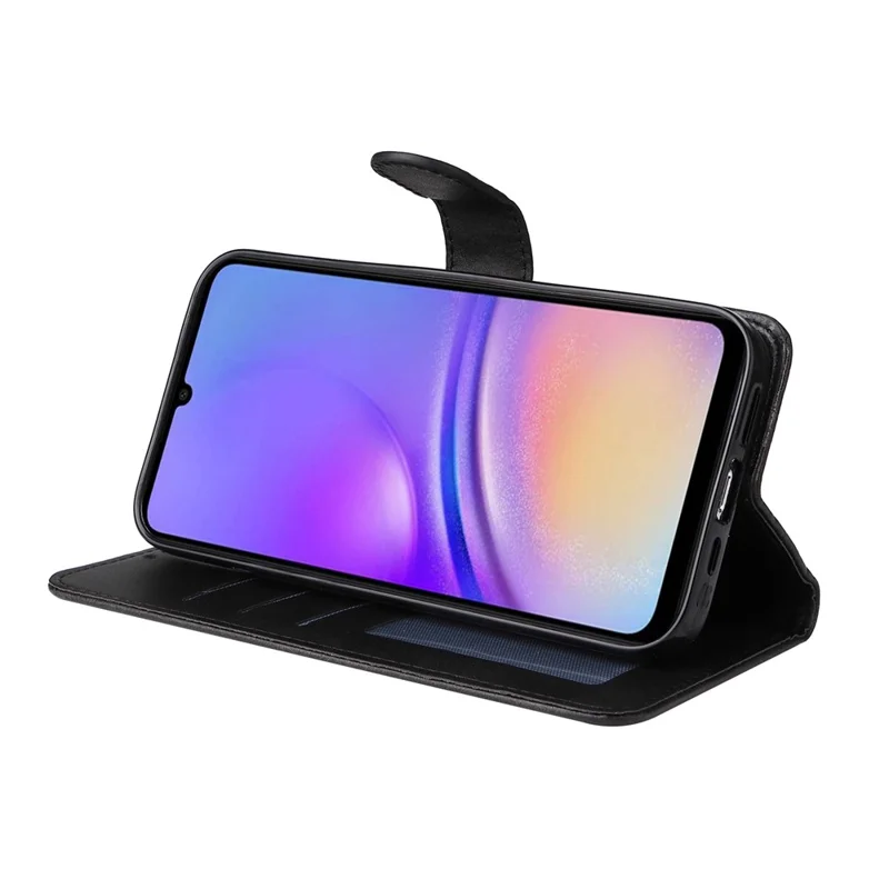 Pour Samsung Galaxy A05 4G Case Calf Texture Leather Phone Wallet Cover - Noir