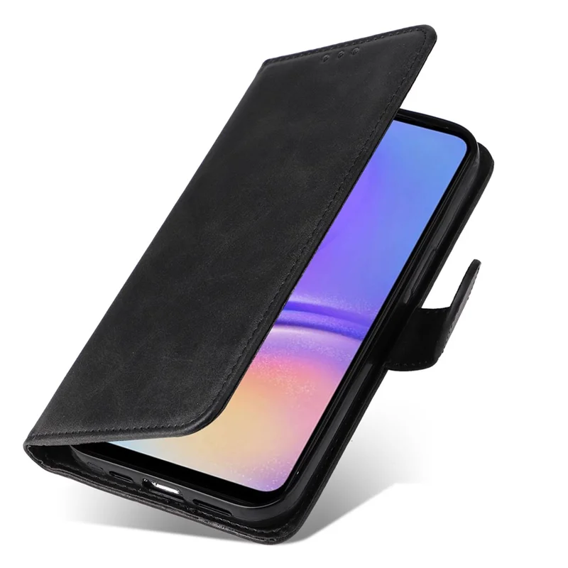 Pour Samsung Galaxy A05 4G Case Calf Texture Leather Phone Wallet Cover - Noir