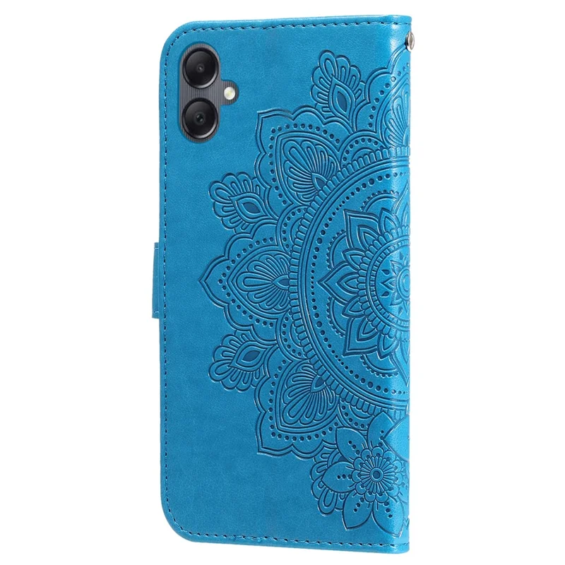 Funda para Samsung Galaxy A05 4G con diseño floral, billetera de cuero PU con soporte para teléfono - Azul