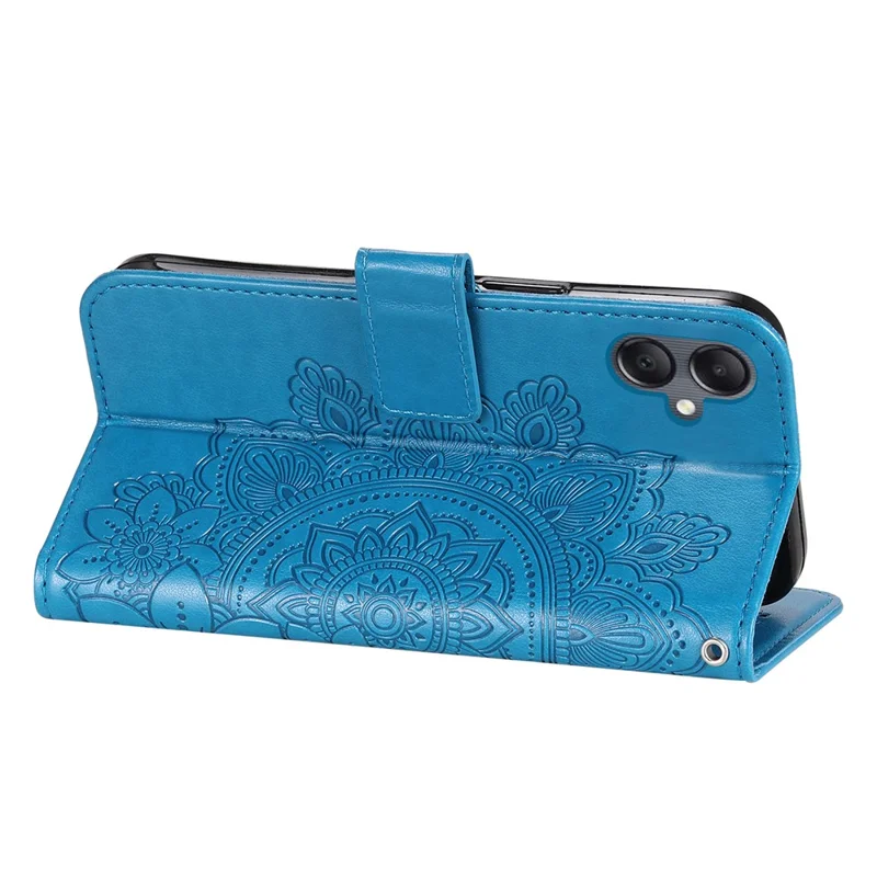 Funda para Samsung Galaxy A05 4G con diseño floral, billetera de cuero PU con soporte para teléfono - Azul