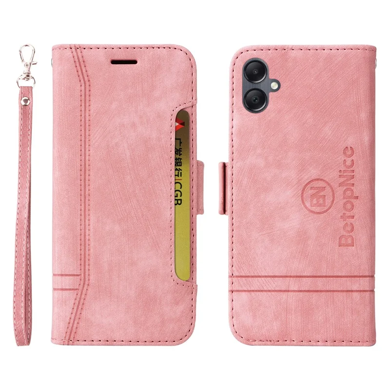 BETOPNICE 001 For Samsung Galaxy A05 4G Case Folding Stand Leather Wallet Phone Cover - Pink