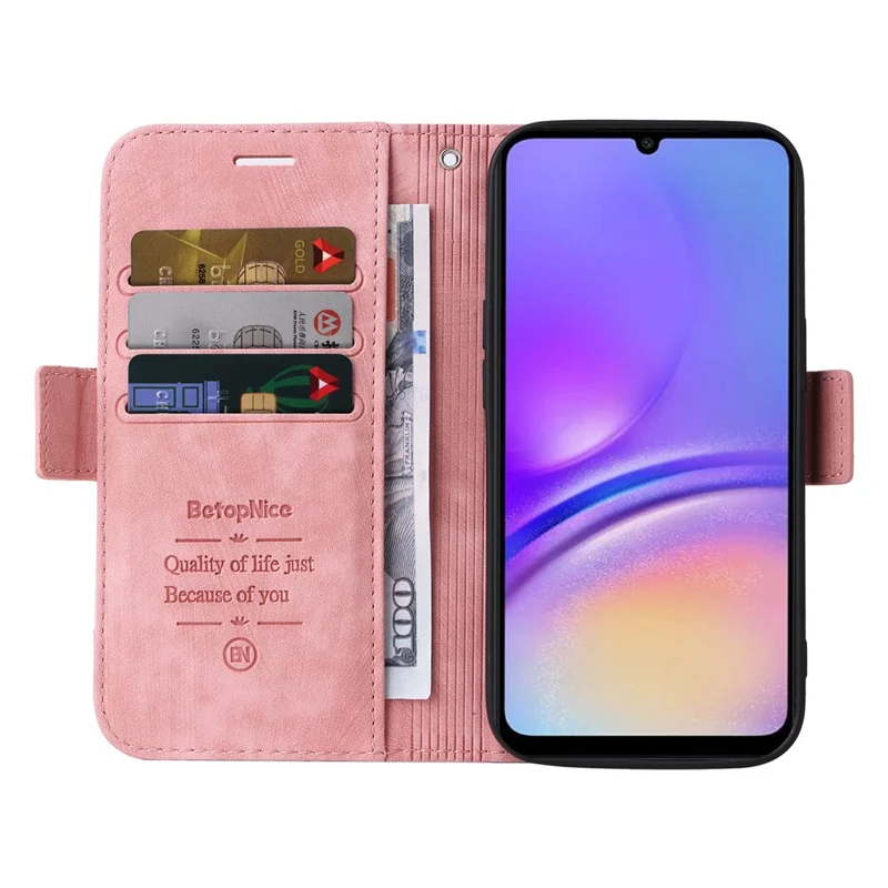 BETOPNICE 001 For Samsung Galaxy A05 4G Case Folding Stand Leather Wallet Phone Cover - Pink