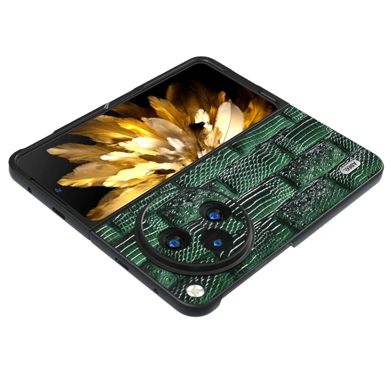 ABEEL For Oppo Find N3 5G Case Genuine Cow Leather Mahjong Texture Back Cover - Green