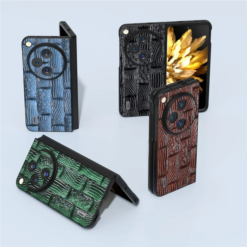 ABEEL For Oppo Find N3 5G Case Genuine Cow Leather Mahjong Texture Back Cover - Green