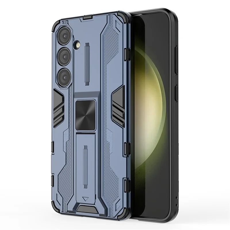 For Samsung Galaxy S24+ Case Kickstand PC+TPU Cell Phone Cover - Blue