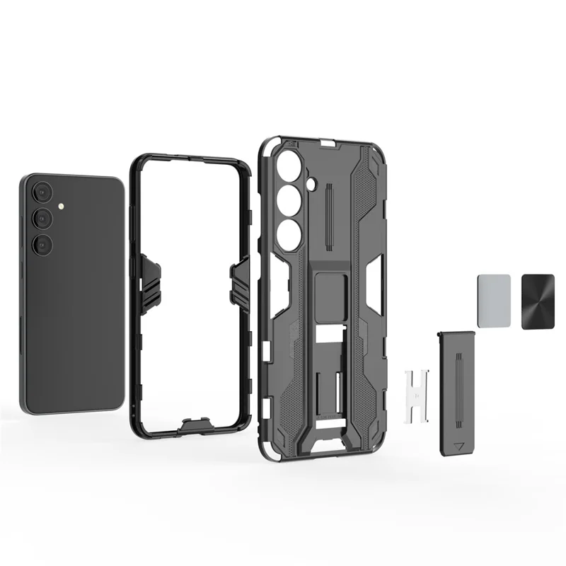 For Samsung Galaxy S24+ Case Kickstand PC+TPU Cell Phone Cover - Blue