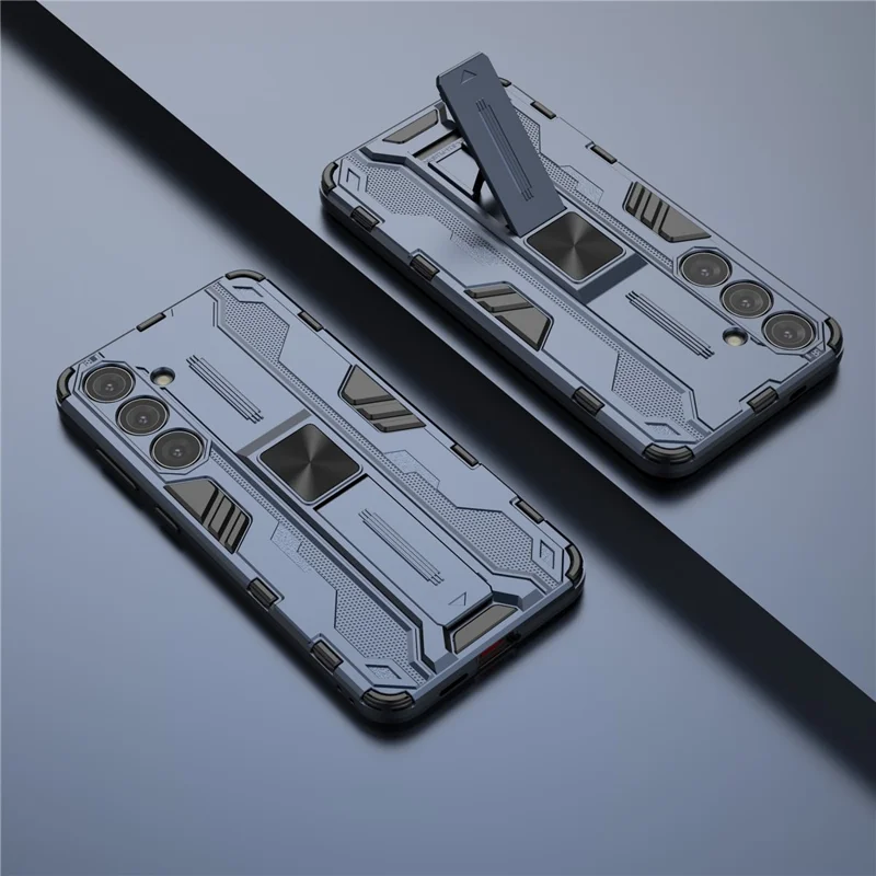 For Samsung Galaxy S24+ Case Kickstand PC+TPU Cell Phone Cover - Blue