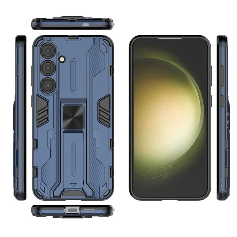 For Samsung Galaxy S24+ Case Kickstand PC+TPU Cell Phone Cover - Blue