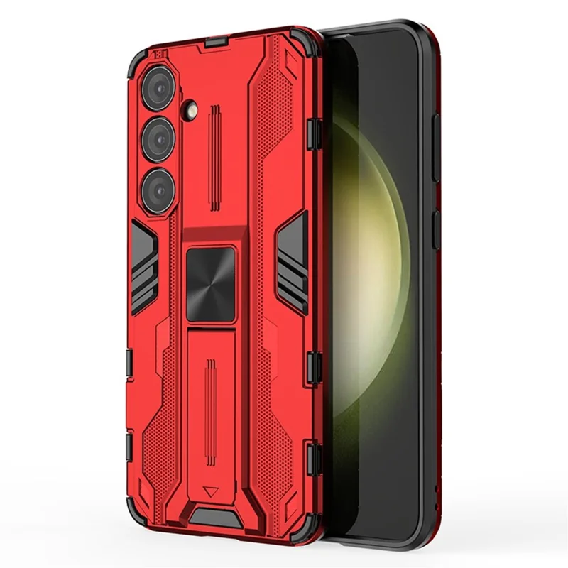 For Samsung Galaxy S24+ Case Kickstand PC+TPU Cell Phone Cover - Red