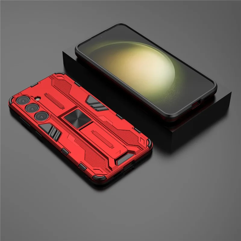 For Samsung Galaxy S24+ Case Kickstand PC+TPU Cell Phone Cover - Red