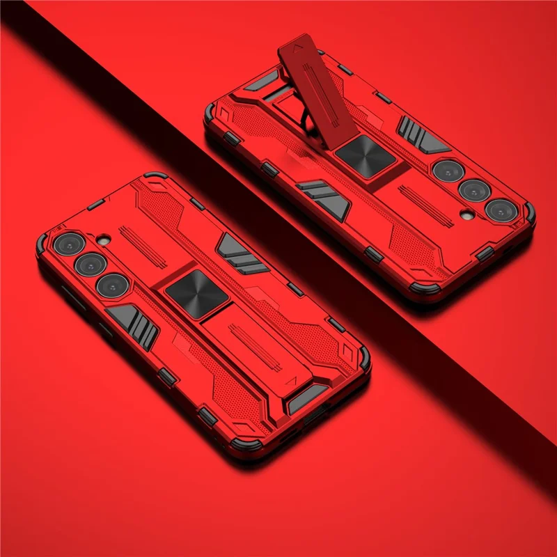For Samsung Galaxy S24+ Case Kickstand PC+TPU Cell Phone Cover - Red