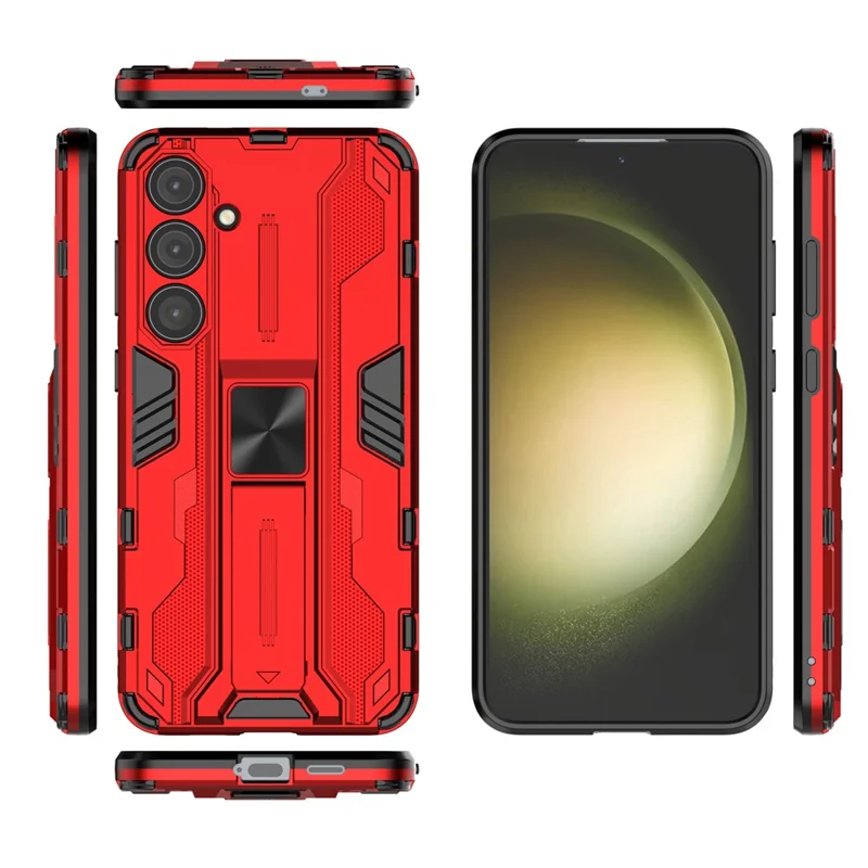 For Samsung Galaxy S24+ Case Kickstand PC+TPU Cell Phone Cover - Red