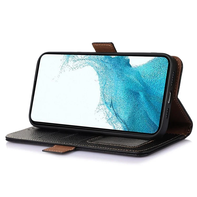 Para Samsung Galaxy A25 5G (Global) (161.0 x 76.5 x 8.3mm) Funda RFID Blocking Litchi Texture Wallet Phone Cover - Negro