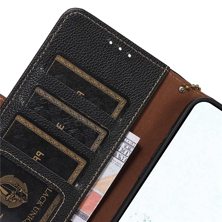 Para Samsung Galaxy A25 5G (Global) (161.0 x 76.5 x 8.3mm) Funda RFID Blocking Litchi Texture Wallet Phone Cover - Negro