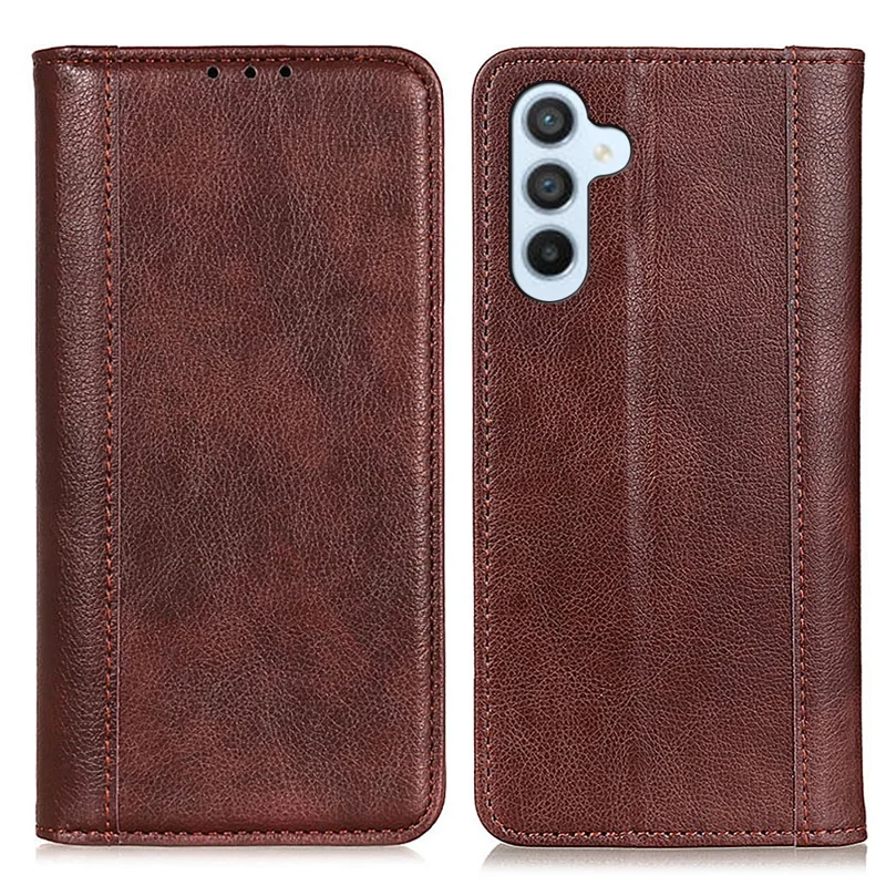 For Samsung Galaxy A25 5G (Global) (161.0 x 76.5 x 8.3mm) Case Litchi Texture Wallet Split Leather Cover - Brown