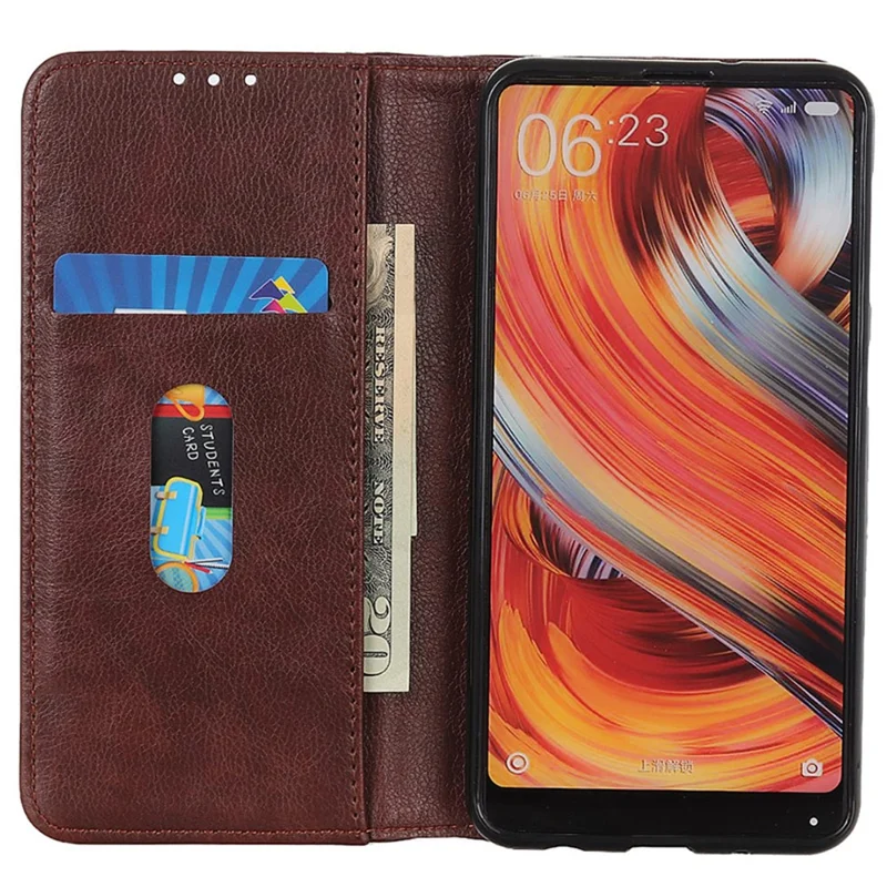 For Samsung Galaxy A25 5G (Global) (161.0 x 76.5 x 8.3mm) Case Litchi Texture Wallet Split Leather Cover - Brown