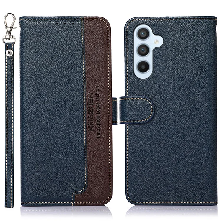 Étui portefeuille avec protection RFID pour Samsung Galaxy A25 5G (version mondiale) (161,0 x 76,5 x 8,3 mm) - Bleu
