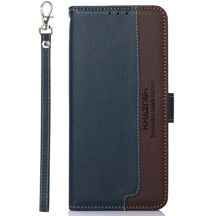 Étui portefeuille avec protection RFID pour Samsung Galaxy A25 5G (version mondiale) (161,0 x 76,5 x 8,3 mm) - Bleu