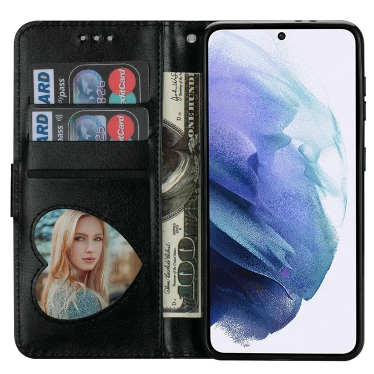 For Samsung Galaxy A15 4G Case Glittery PU Leather Cover with Zipper Pocket - Black