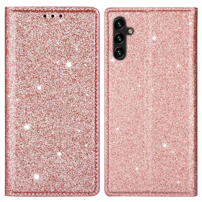 For Samsung Galaxy A15 4G Case Card Holder Magnetic Auto Closing Leather Cover - Rose Gold