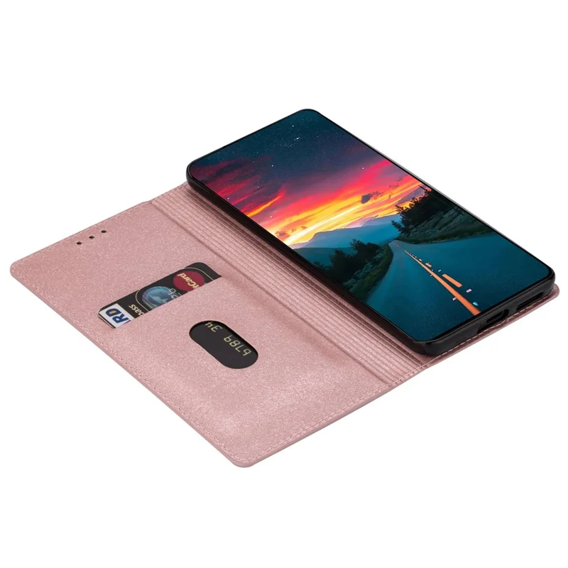 For Samsung Galaxy A15 4G Case Card Holder Magnetic Auto Closing Leather Cover - Rose Gold