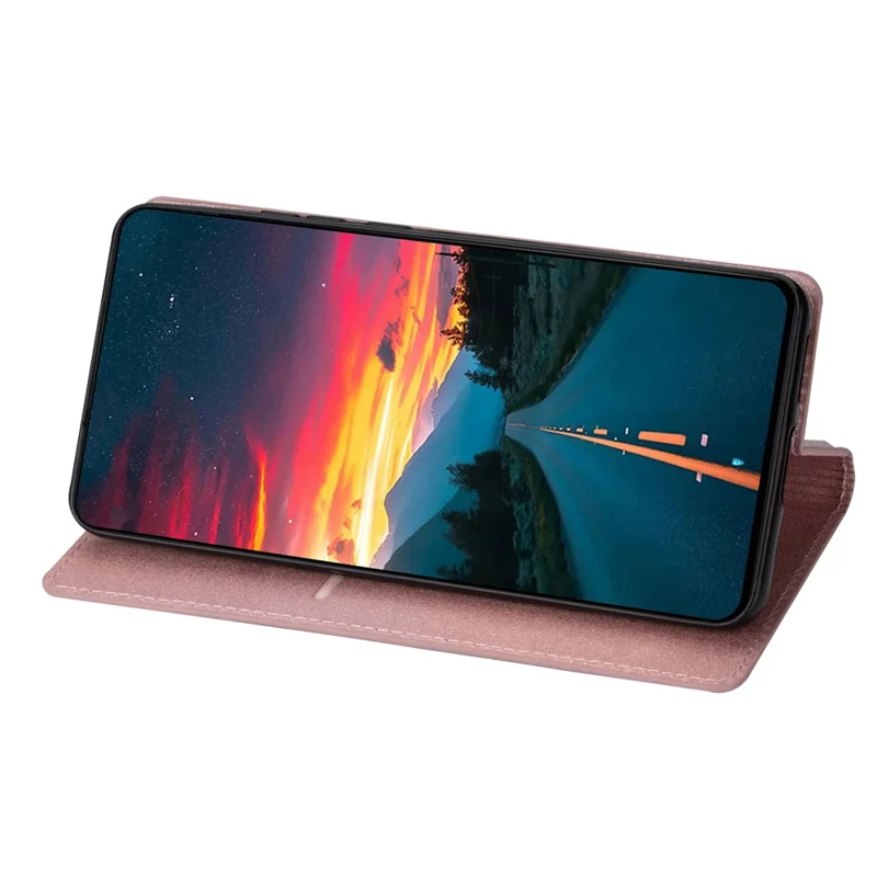 For Samsung Galaxy A15 4G Case Card Holder Magnetic Auto Closing Leather Cover - Rose Gold