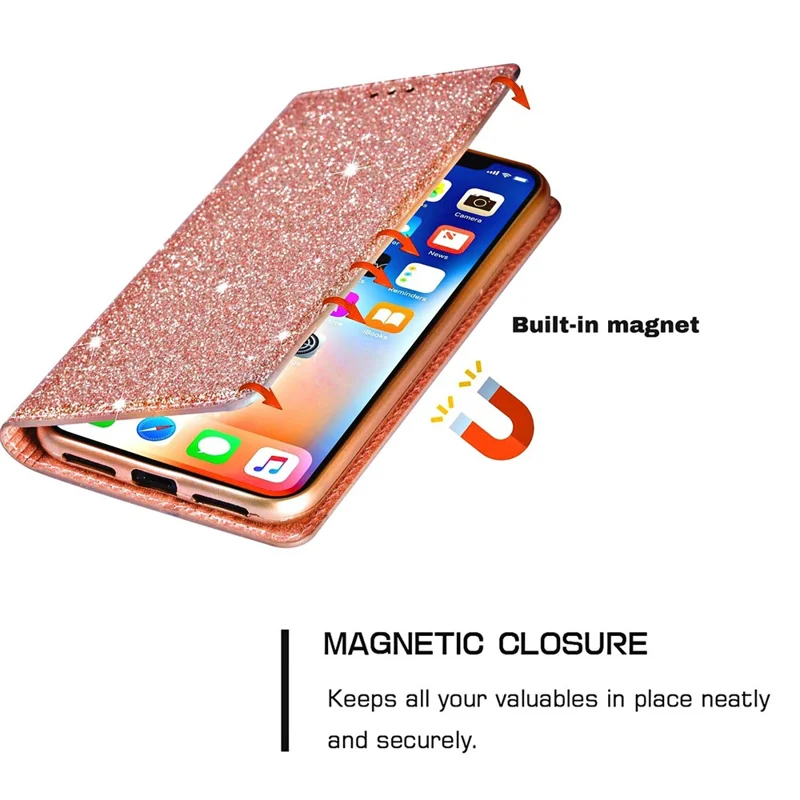 For Samsung Galaxy A15 4G Case Card Holder Magnetic Auto Closing Leather Cover - Rose Gold