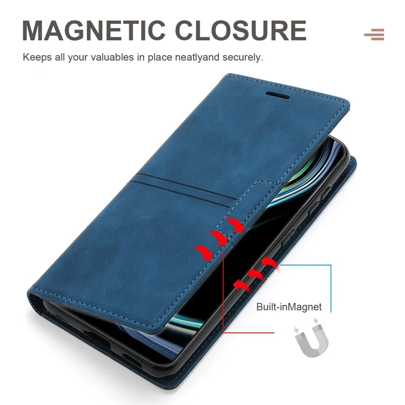 For Samsung Galaxy A05s 4G Case PU Leather Cover with Wallet Stand - Blue