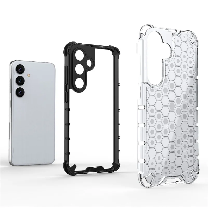 For Samsung Galaxy S24+ Case Reinforced Corner Phone Cover with Honeycomb Design - Grey