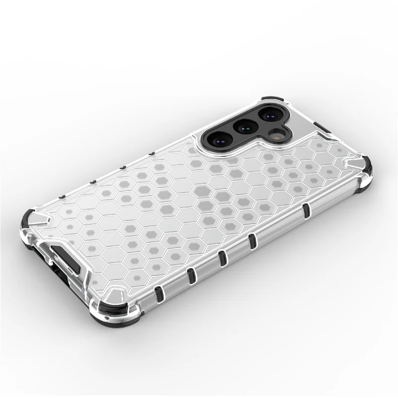 Para Samsung Galaxy S24 Case TPU+PC Honeycomb Design Phone Cover - Cinza