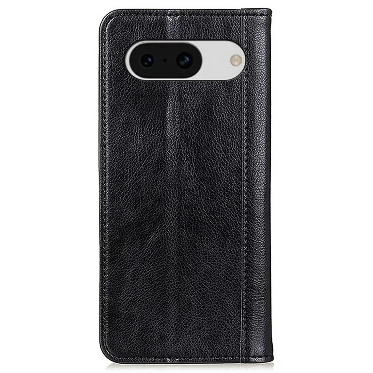 For Google Pixel 8a Case Litchi Texture Split Leather Phone Wallet Cover - Black
