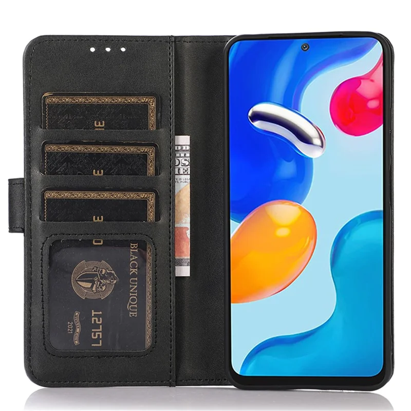 For Google Pixel 8a Case Cowhide Texture PU Leather Shell Phone Stand Cover Wallet - Black