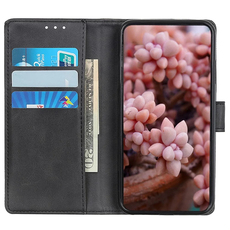 For Google Pixel 8a Case Anti-Scratch Phone Shell Wallet Stand Protective Phone Cover - Black