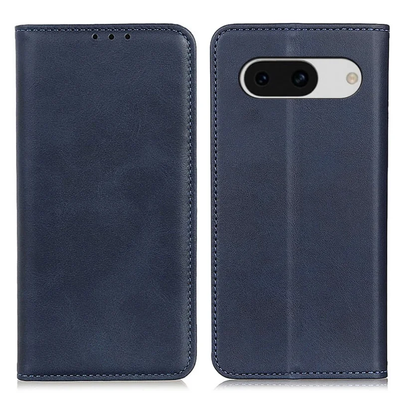 For Google Pixel 8a Case Anti-Collision Phone Cover Wallet Stand Split Leather Shell - Blue