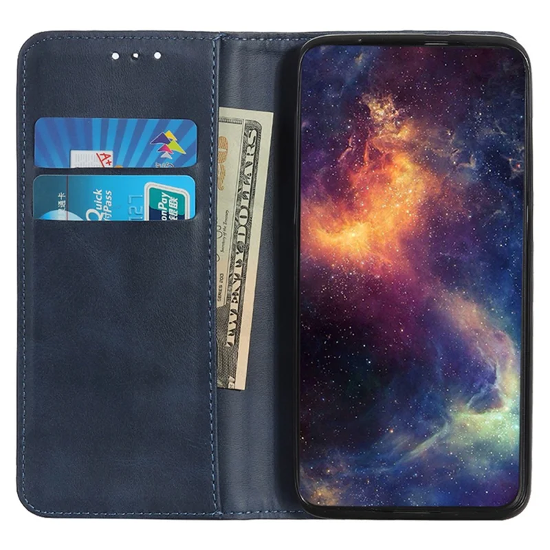 For Google Pixel 8a Case Anti-Collision Phone Cover Wallet Stand Split Leather Shell - Blue
